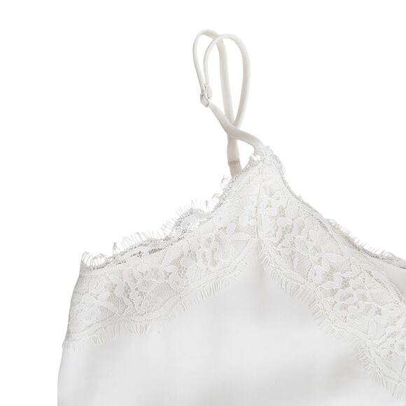 BP Women’s Camisole Lace Trim Crop Top V Neck Adjustable Straps White Medium - Picture 6 of 8